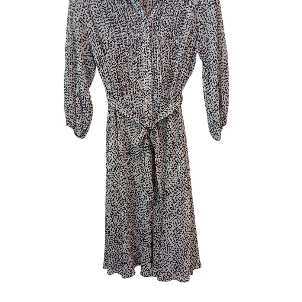 Nanette Lepore Sheer Button 3/4 Sleeve Midi Dress Shimmery Metalic Spotted 8 - Picture 2 of 12